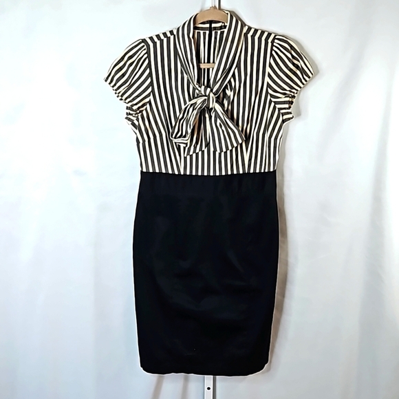 The Limited Gray,Cream & Black Striped Dress Size 10 - Picture 1 of 9